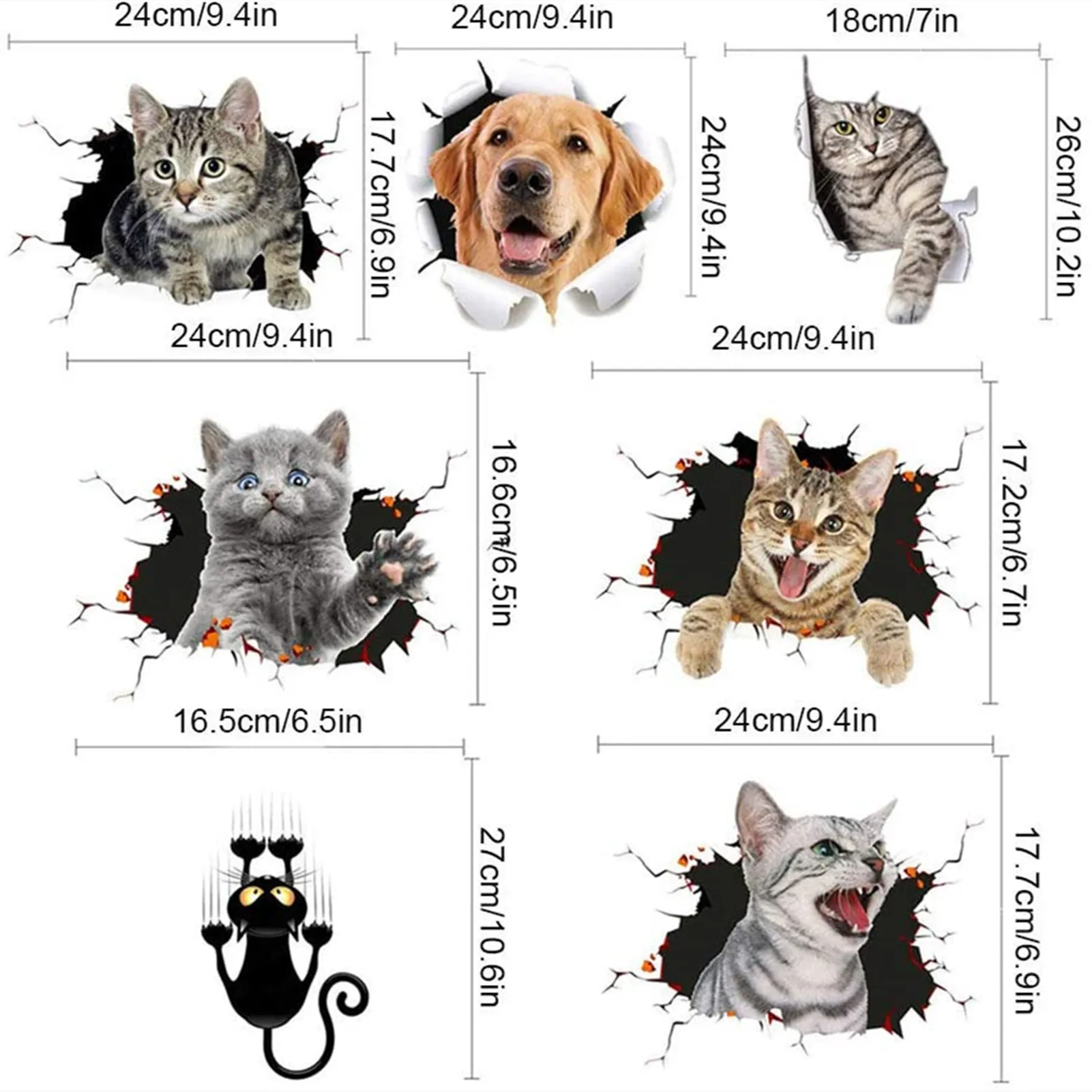 

Car Sticker Animal Cat Dog 3D Funny PVC Decal Waterproof Motorcycle Decoration Auto Styling Accessories