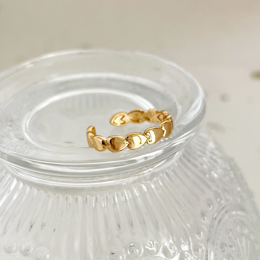 Monlansher геометрическое сердце открытое регулируемое кольцо золотого цвета медное