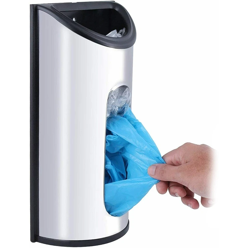 

Kitchen Grocery Plastic Bag Holder and Dispenser for Plastic Bags - Easy Wall Mount Bag Saver - Stainless Steel