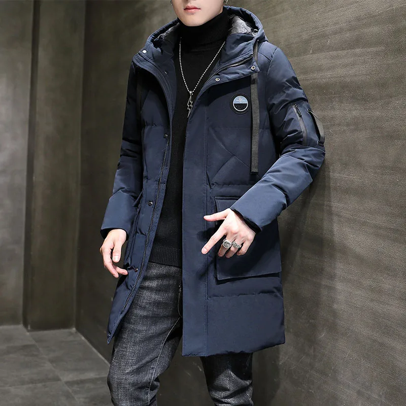Men Parka Big Pockets Casual Jacket Hooded Solid cotton-padded clothes  New Winter  suits windproof thickened coats
