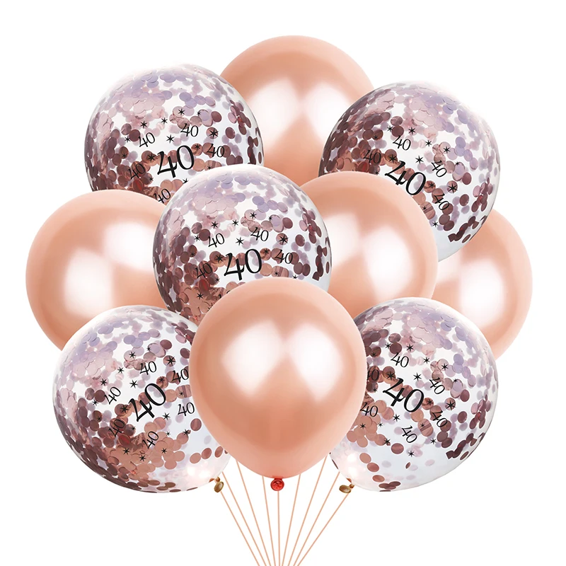 Розовое золото с днем рождения воздушные шары конфетти 30 40 50 60 70 День украшения