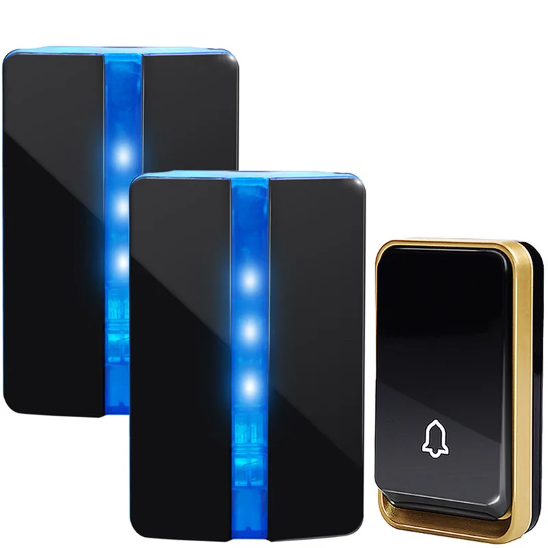 1 BUTTON 2 receiver SMATRUL автономный водонепроницаемый беспроводной дверной звонок без батареи ЕС США штекер домашний дверной звонок 1 2 кнопки 2 приемника 110 220 В светодиодный светильник - Цвет: 1 BUTTON 2 receiver