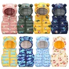 2022 Осенний жилет для маленьких девочек, куртки для новорожденных мальчиков, без рукавов, с капюшоном, весенние пальто, От 2 до 5 лет, детский хлопковый жилет с рисунком