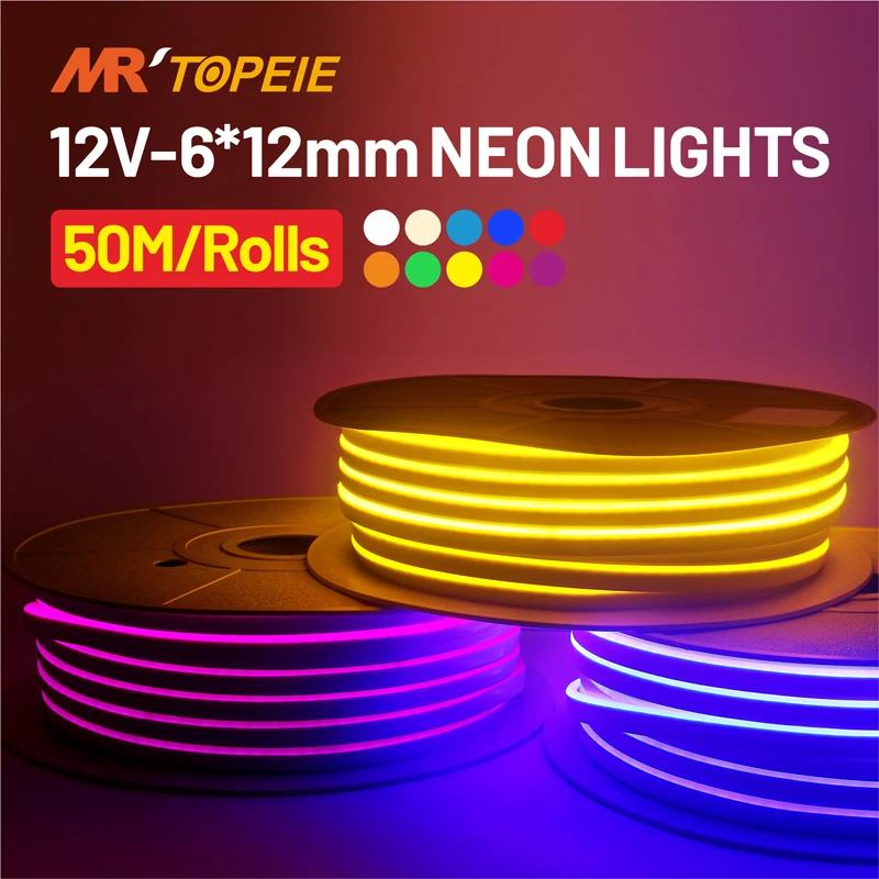 DC12V LED Strip 50M Flexible Neon Light Waterproof IP65 Luces Led Ribbon Rope Dimming Flex Tube Tape Room DIY LED White red blue