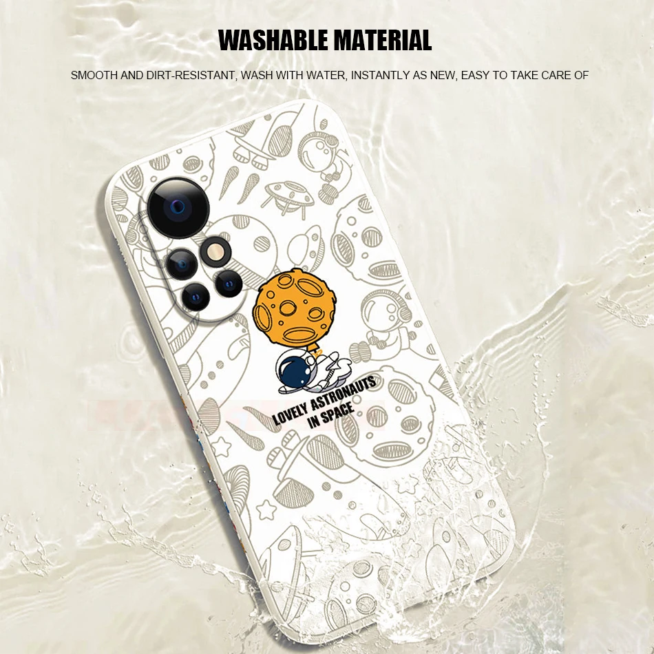 square bumper silicone cute astronaut phone case for huawei p20 p30 p40 mate 40 pro honor 20 30 nova 7 8 pro p30 lite soft cover free global shipping