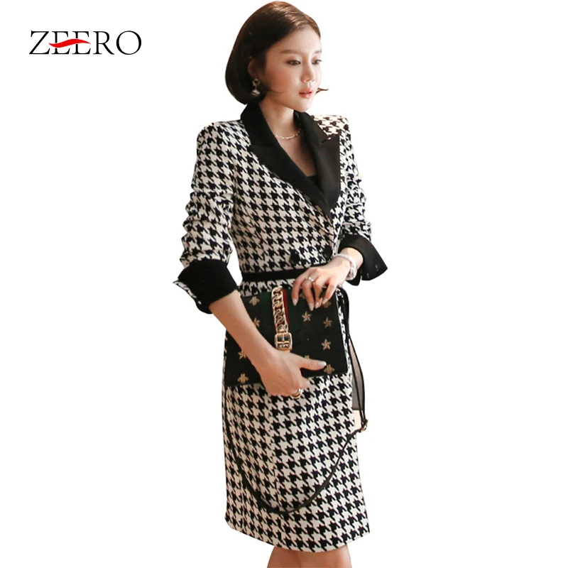 2019 осеннее женское элегантное платье в стиле ретро с зубчатым поясом и рисунком