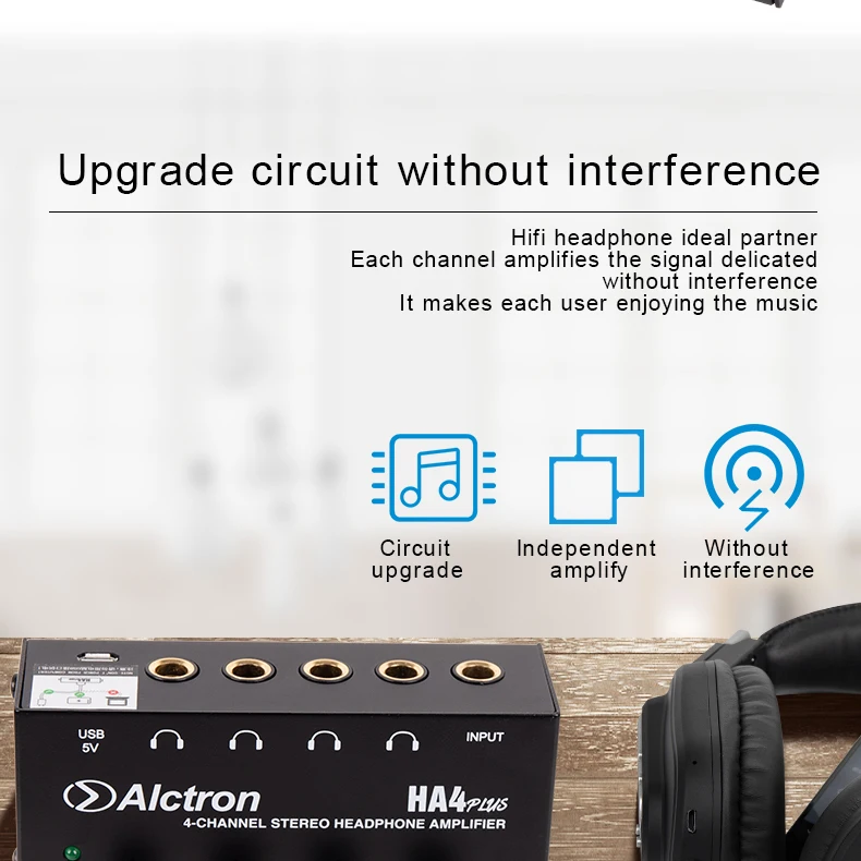 Обновленная версия Alctron HA4 Plus 4 канальный профессиональный мониторинг усилитель для наушников компактный USB Интерфейс Питание питания