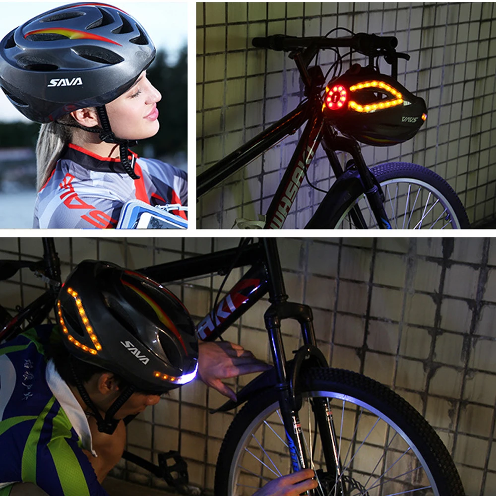 

Flame Wolf Night Riding Smart Steering Helmet LED Bicycle Equipment Accessories Protective Gear Bicycle Helmet With Light 57-62