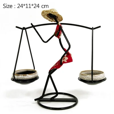 Red-Flower Cloth Strongwell Nordic Take Burden Teenage Girl Iron Flower Stand Flower Pot Potted Plants Desktop Home Decorations Birthday Gift - Color: Red-Flower Cloth
