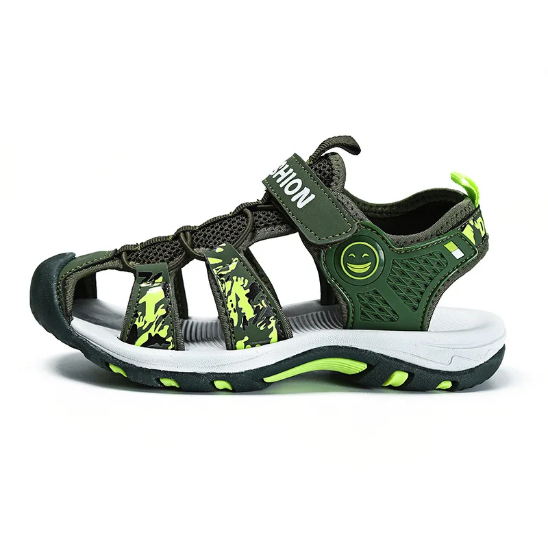 

Beach Sandals for Boys Summer Kids Shoes Suede Genuine Leather Close Toe Breathable Cut-outs Pig Leather Children Shoes