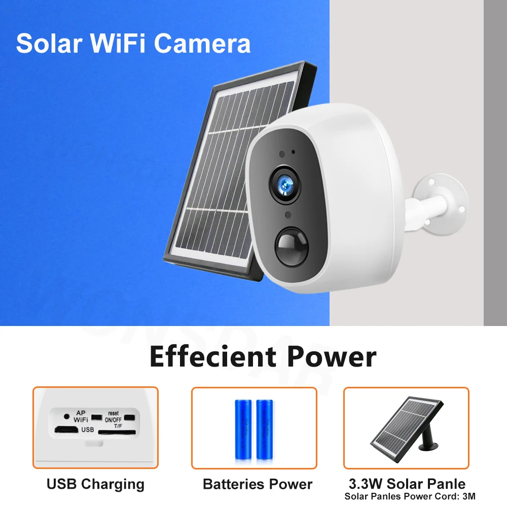 

2MP HD WIFI Outdoor Mini Solar Camera 3.3W Solar Panle PIR Motion Detect Solar outdoor induction IP Solar camera