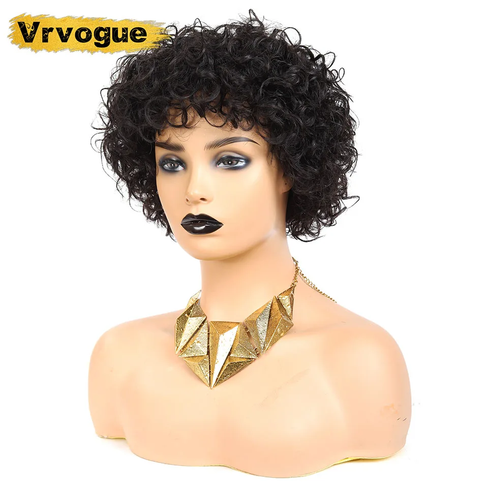 

Короткий кудрявый парик, человеческие волосы, перруке, Cheveux, Humain, бразильские человеческие волосы, парики для женщин, нет, кружевной парик, пр...