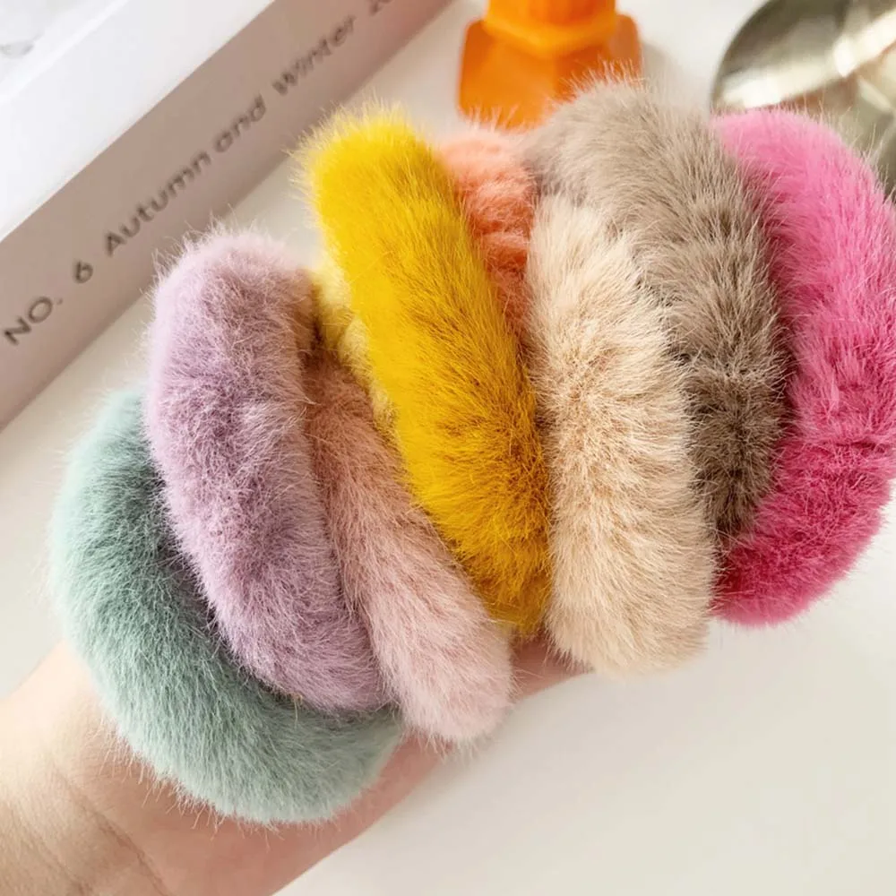 Мягкие плюшевые эластичные повязки на голову для женщин зимняя цветная веревка