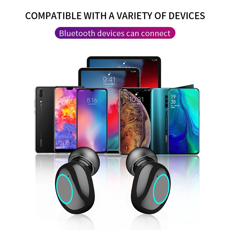 HBQ Touch Bluetooth V5.0 наушники портативные TWS беспроводные мини наушники 3D стерео гарнитура 1500 мАч как внешний аккумулятор с светодиодный дисплеем