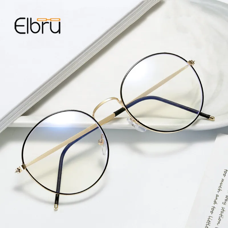 Elbru анти синий светильник металлическая оправа для очков круглая мужчин и женщин