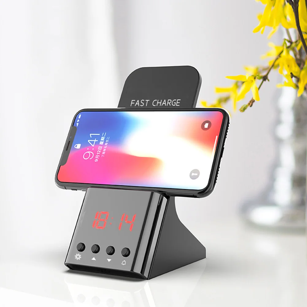 Быстрое беспроводное зарядное устройство с будильником подставка для часов