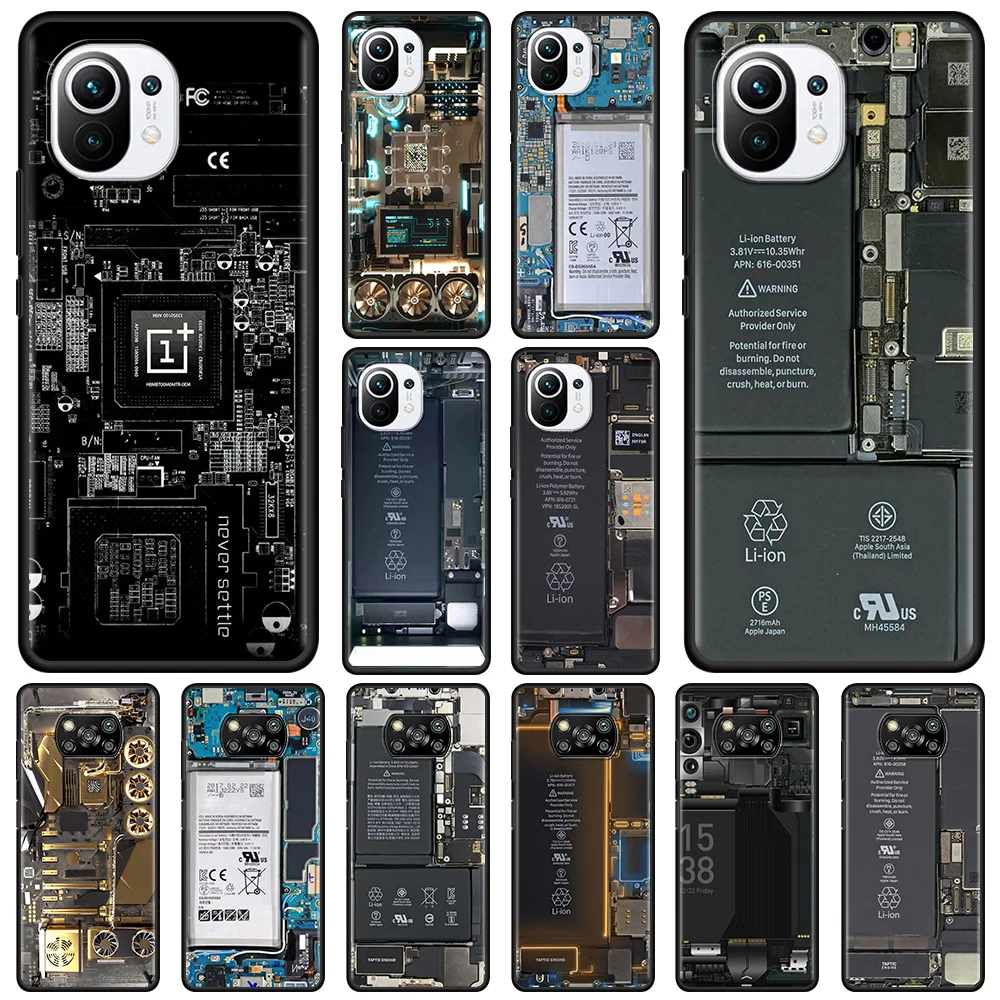 

Black Case For Xiaomi pocophone F1 Poco X3 NFC F3 X3 GT M3 Pro 5G Phone Capa Silicone Shell Soft Fundas Circuit Board