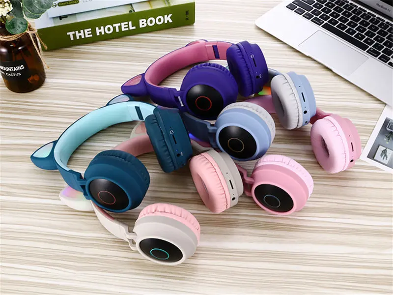 BOLAKER Bluetooth стерео наушники с кошачьими ушками Flash одежда насадки для душа с наушники со светодиодной подсветкой игры слушать песню вживую