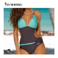 say morning v neck swimwear for women one piece plus size swimsuit 2021 push up bathing suit womens high cut swimsuit