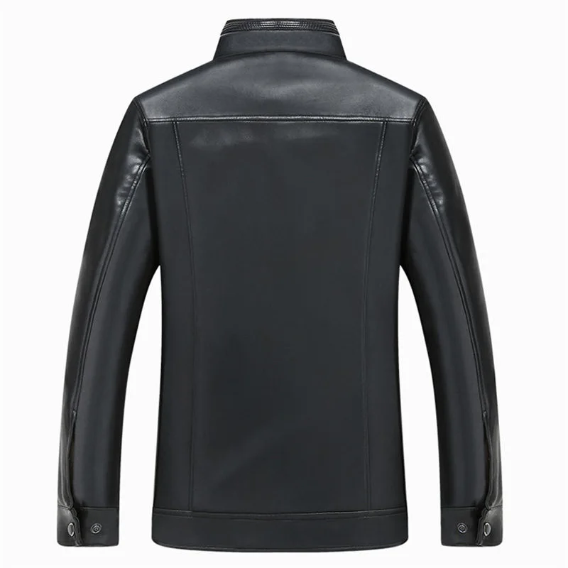Мужская куртка-бомбер из ПУ кожи с воротником-стойкой | одежда