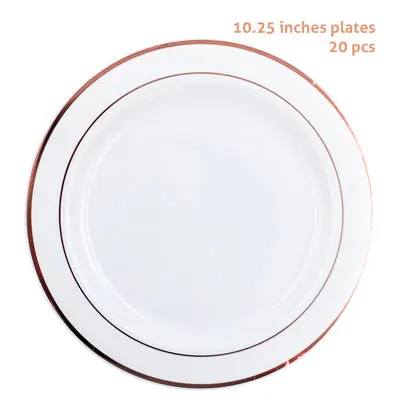 10.25 inch 20 pcs A Nicro 10/20/50 шт./компл. розовое золото чашки Пластик пластины вилка Ножи Ложки одноразовые ясный набор посуды вечерние поставки# DPT19 - Цвет: 10.25 inch 20 pcs A