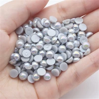 1000500pcs 2 5mm and mixed size light gray ab glue on abs imitation half round pearls resin flatback beads for jewelry making