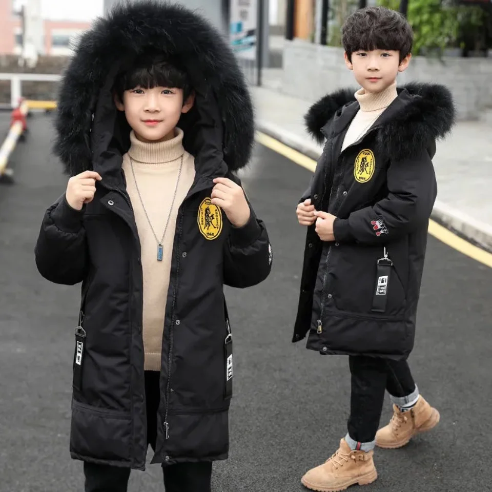 Купи -30 Degree Children Parka Winter Jackets Kids Clothing 2021 Big Boys Warm Down Cotton-Padded Coat Thickening Outerwear Clothes за 1,723 рублей в магазине AliExpress