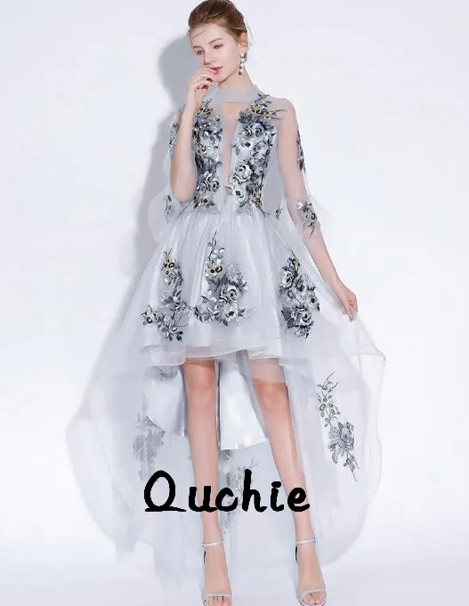 

Платье для выпускного вечера, с V-образным вырезом и аппликацией