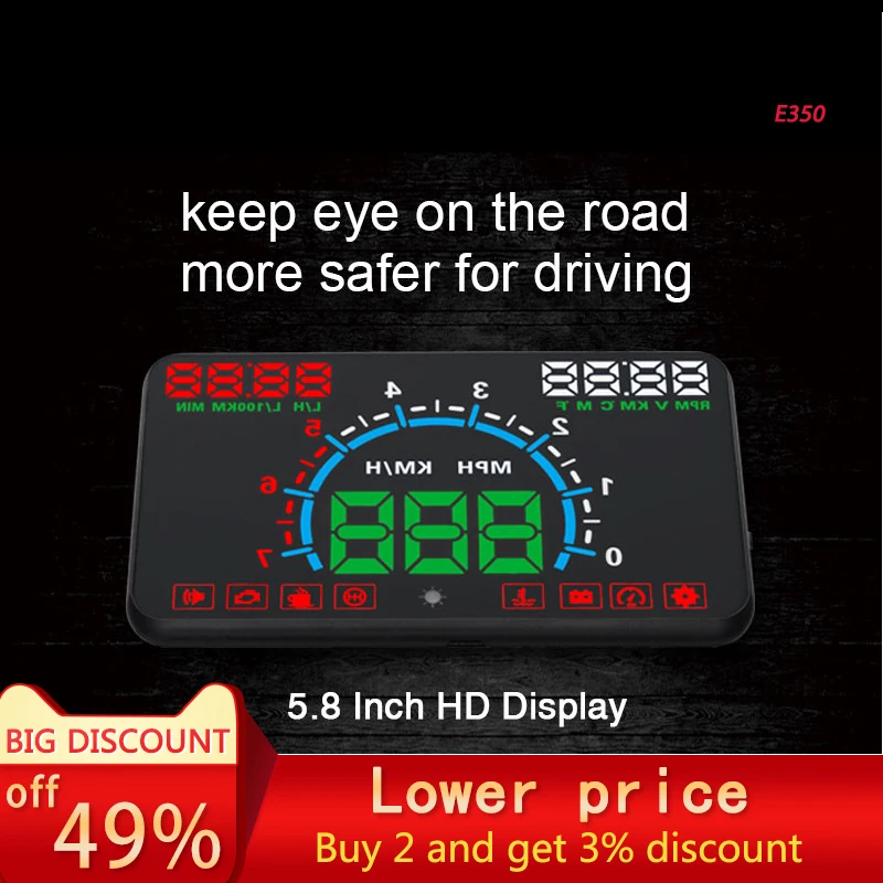 2021 new car HUD head-up display car universal OBD driving computer car speed water temperature high-definition projector E350