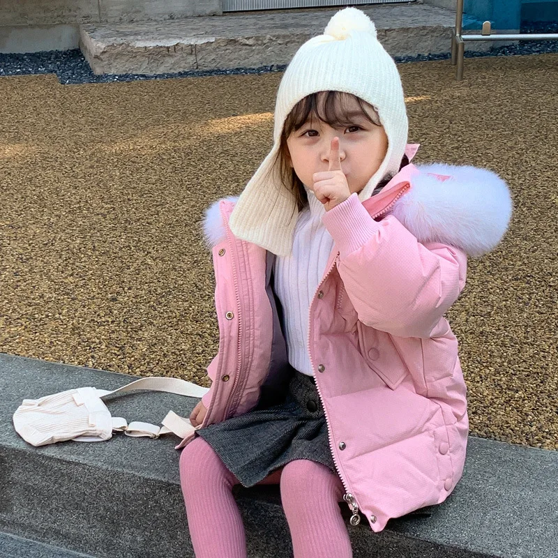

down jacket in the girls' long 2021 new western style white duck down wholesale children's wear cuhk child upset coat