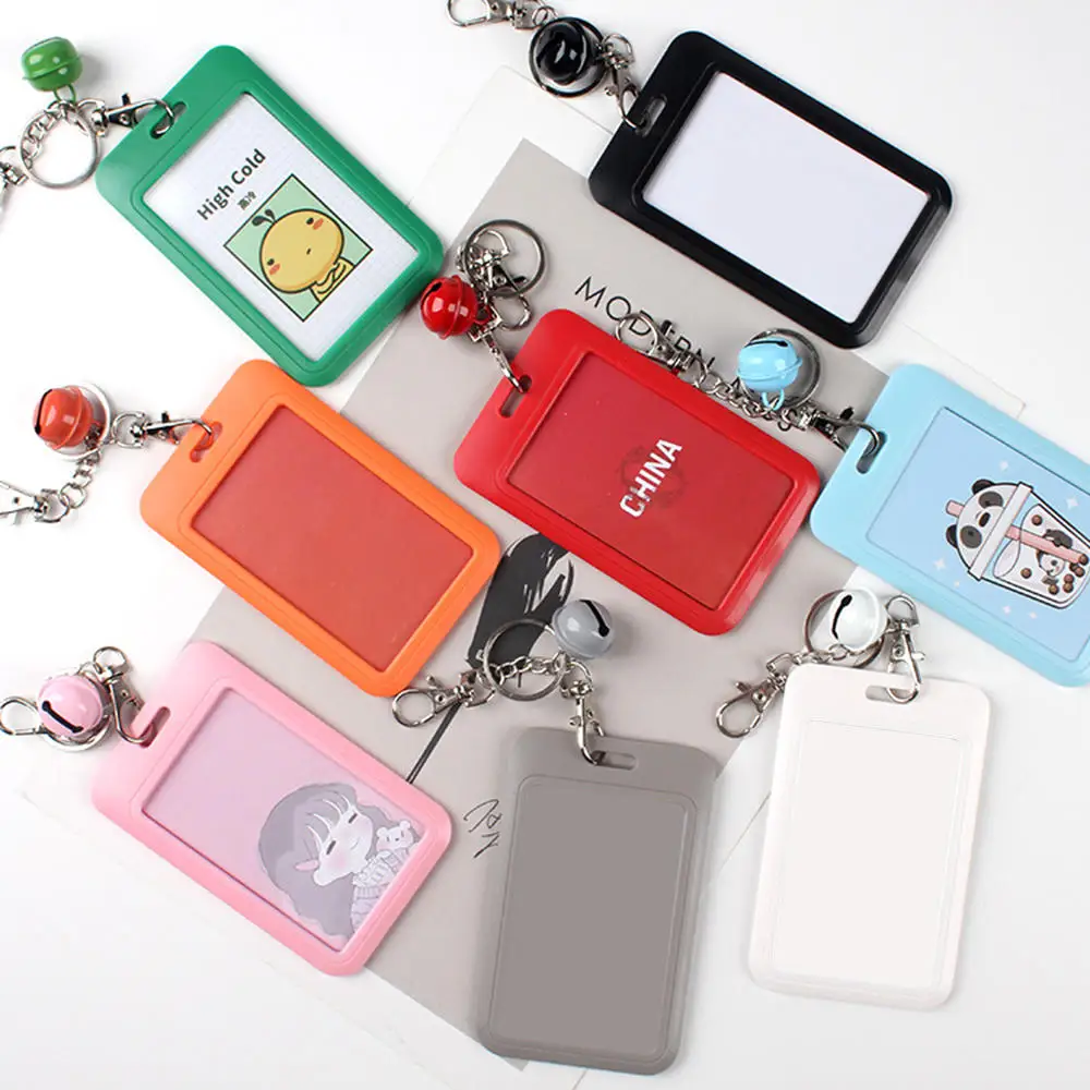 

Чехол унисекс для банковских карт, удостоверения личности автобуса, держатель для кредитных карт, симпатичный мультяшный держатель для карт, брелок с колокольчиком для женщин и девочек, чехол