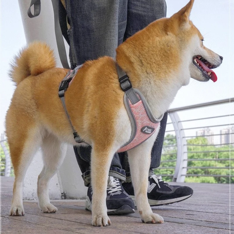 Светоотражающий Поводок для собак регулируемый не тянет нейлон Сбруя поводок