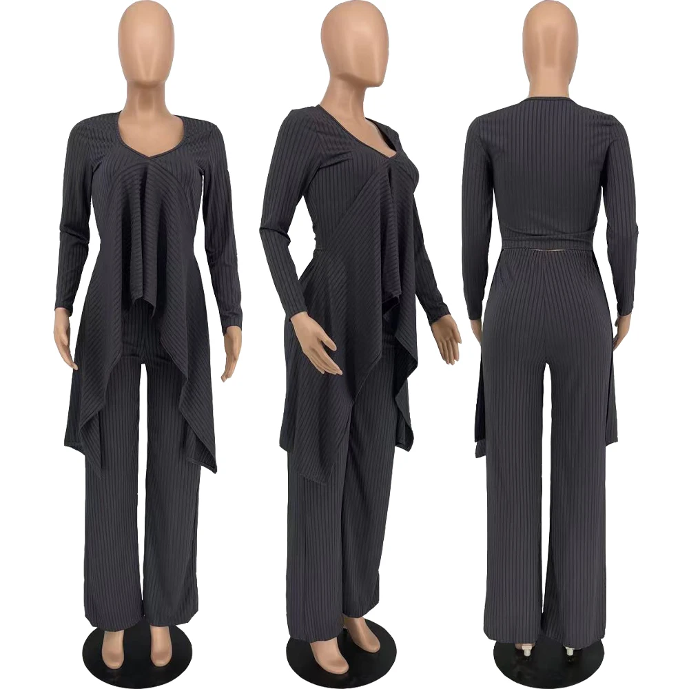 Женский осенне-зимний новый однотонный Асимметричный костюм с длинным рукавом