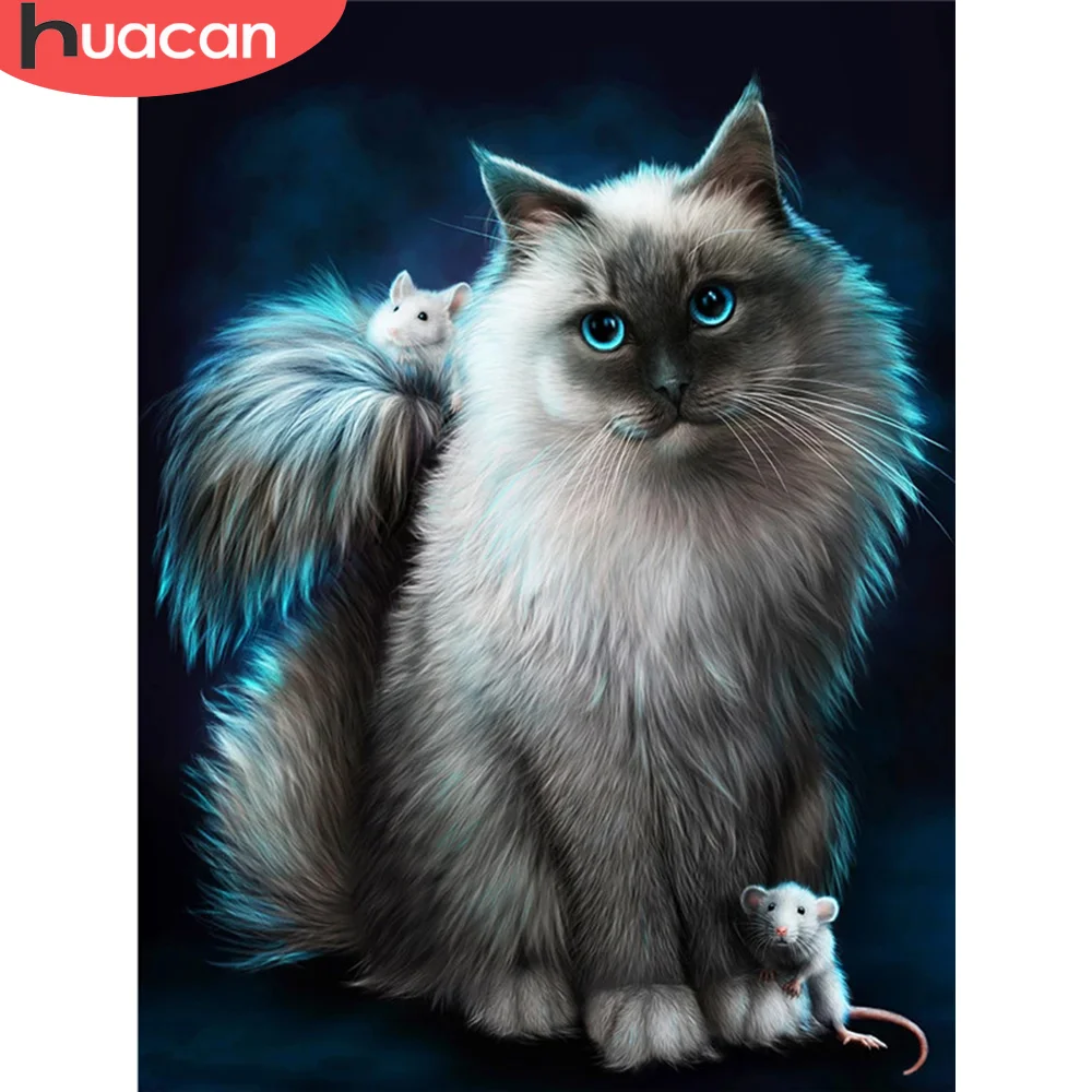 

HUACAN 5D DIY Алмазная картина кошка полный квадрат Новое поступление Алмазная вышивка животное мозаика Вышивка крестом ручной работы подарок