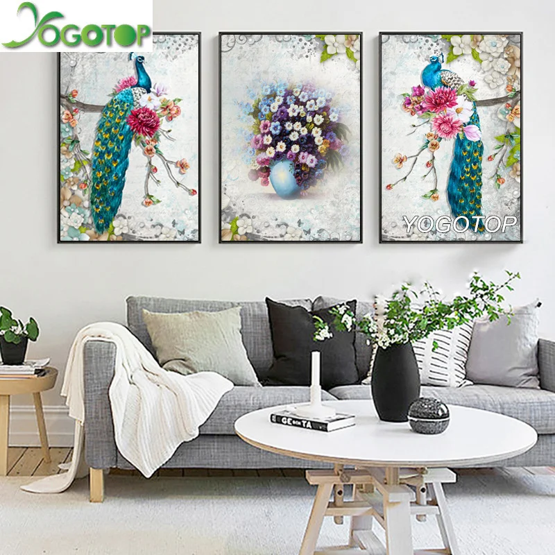 

Full,Diamond Embroidery,flowers,5D,3pcs Diamond Painting,peacocks,Cross Stitch,Mosaic,diamond pattern,home decor stickers ML1278
