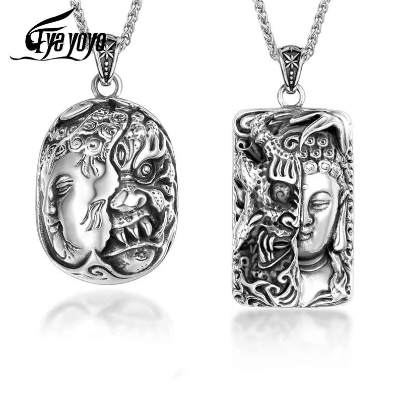 EyeYoYo Панк ювелирные изделия двухсторонний Амулет ожерелье панк мужское цепочка
