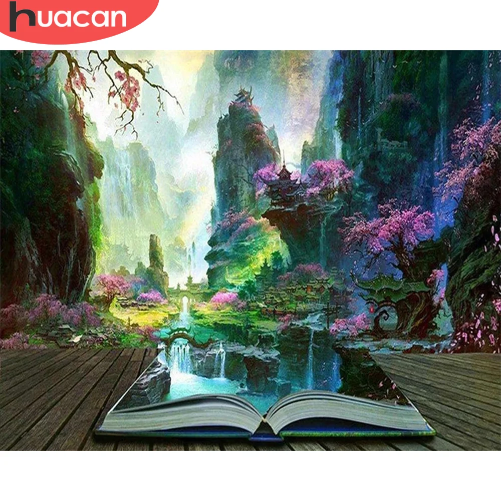 

HUACAN Drawing By Numbers Mountain Landscape HandPainted Wall Art Unique Gift DIY Frame Paint By Number forest For Living Room