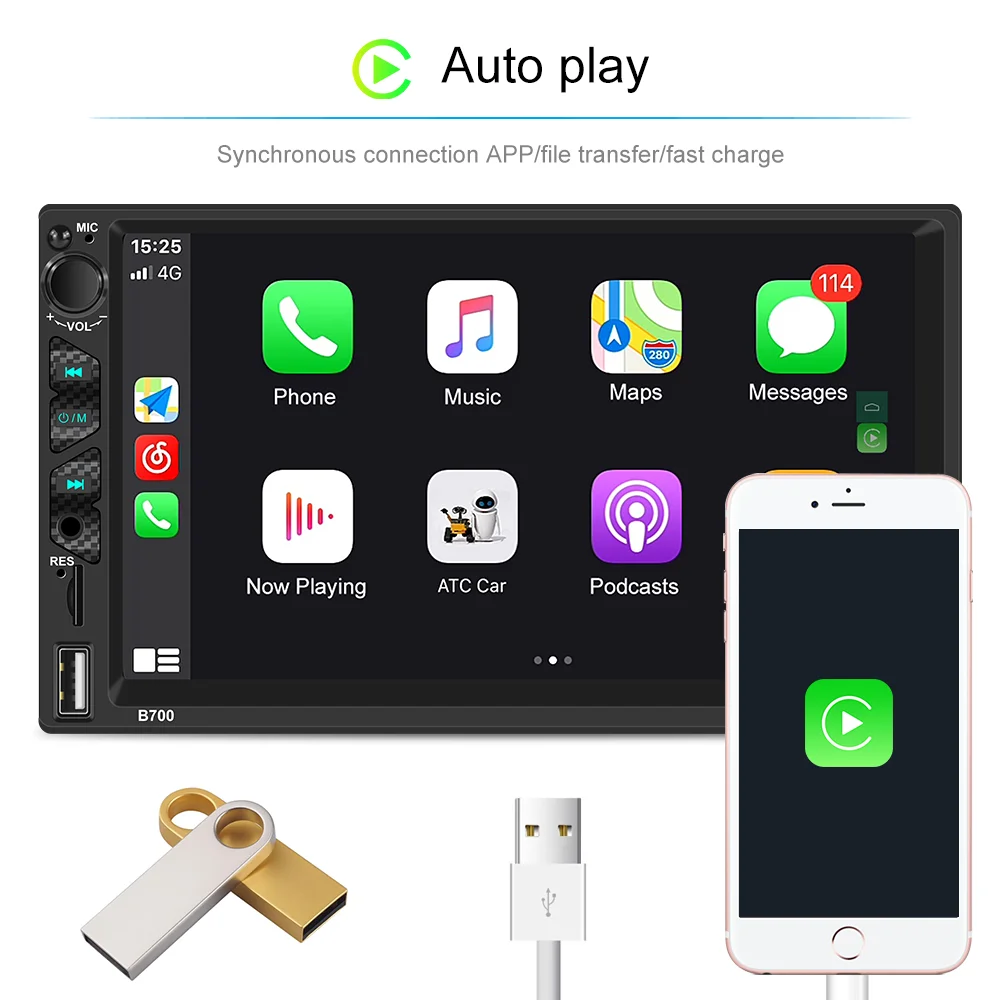 Автомобильный мультимедийный плеер Podofo стерео-система на Android с FM-радио