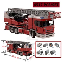buildmoc engineering transport vehicle moc 60361 scania l fire engine rc building blocks diy bricks toys for kids birthday gifts
