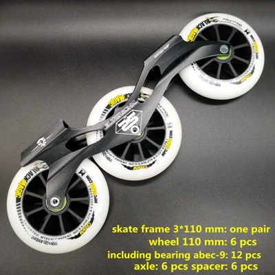 Скорость коньки кадр 3x110 с колесами - Цвет: black frame n wheel