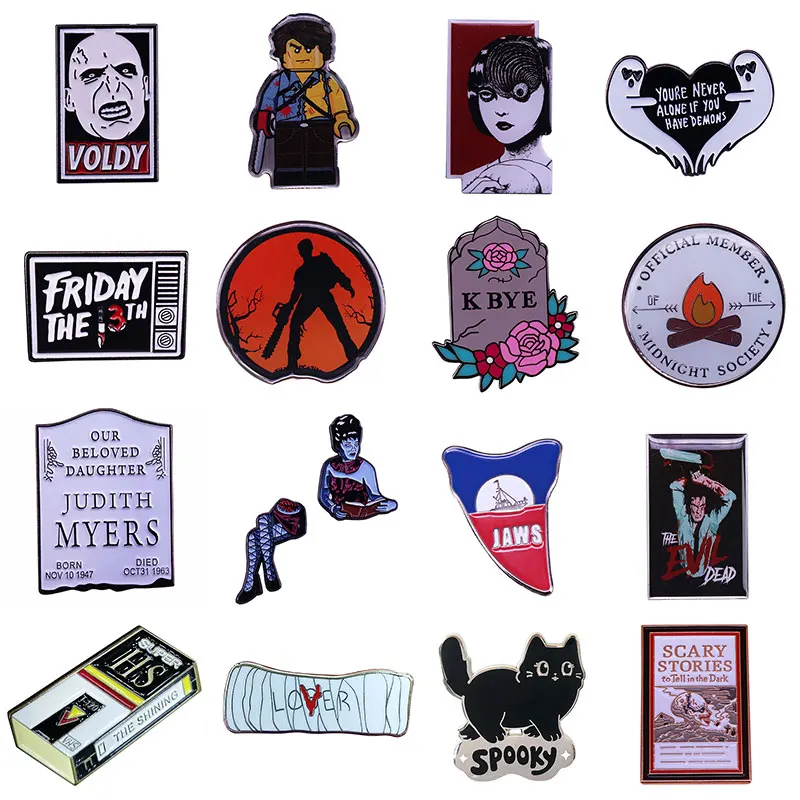 

90‘ Horror Movie Enamel Pins Collect Funny Metal Cartoon Brooch Backpack Hat Bag Collar Lapel Badge Fashion Jewelry Gifts