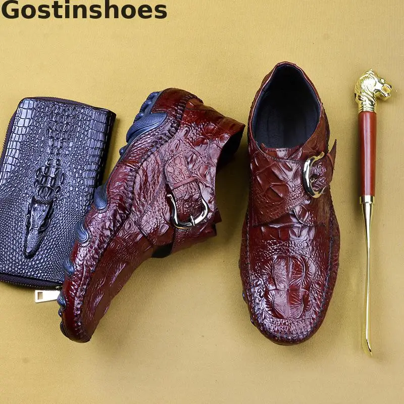 Повседневная кожаная обувь цвет черный коричневый Мужская из натуральной