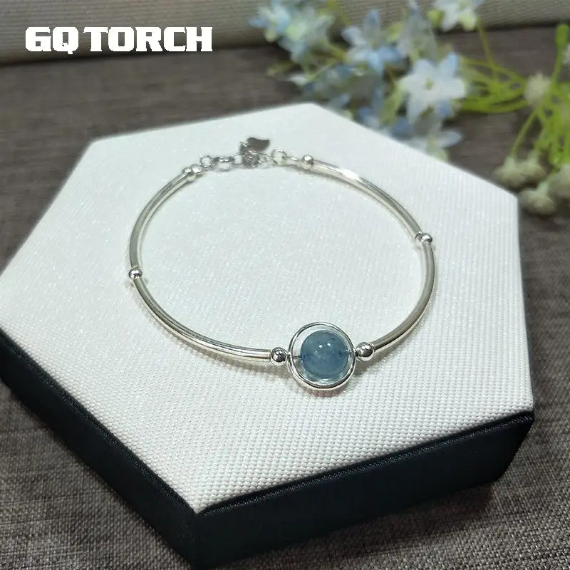 Натуральный камень 925 стерлингового серебра браслеты для женщин Кристалл ручной