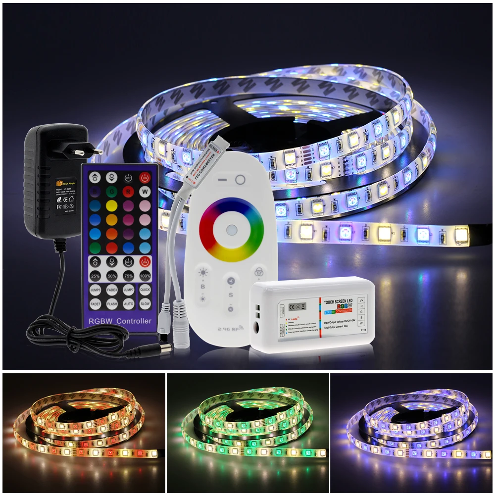 5050 Светодиодная лента RGB/RGBW/RGBWW 5 м гибкий диодный светильник для украшения дома + 2
