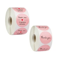 500pcsroll round pink thanks for supporting my small business sticker portable tearable gloss stickers paper bag sealing 25mm