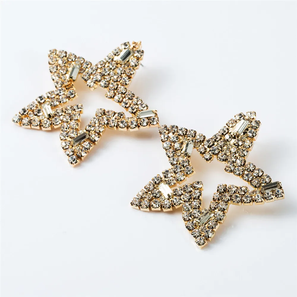 SexeMara Новые блестящие стразы украшения в виде звездочек большие серьги гвоздики