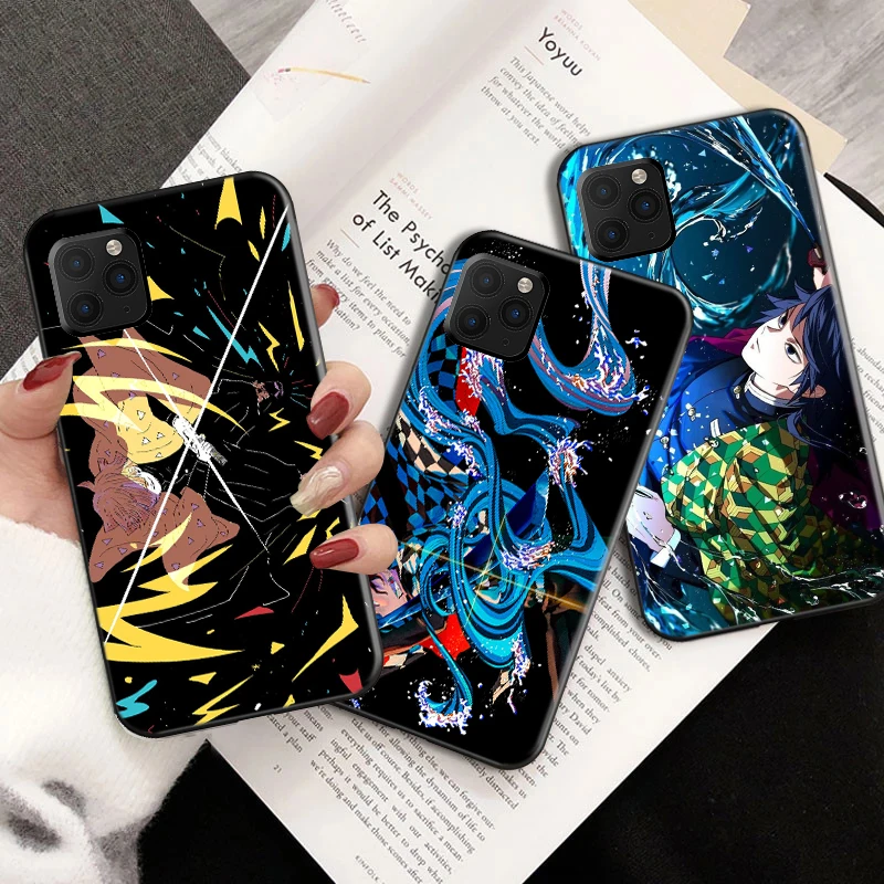 

Cartoon Japan Anime Demon Slayer Phone Case For iPhone 12 XS MAX 7 XR 11 Pro 13 X 8Plus Kimetsu No Yaiba Soft Cover Fundas