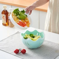 multifunctional pp thick durable fruit salad bowl with lid cut salad creative wavy vegetable and fruit cutting bowl fruit plate