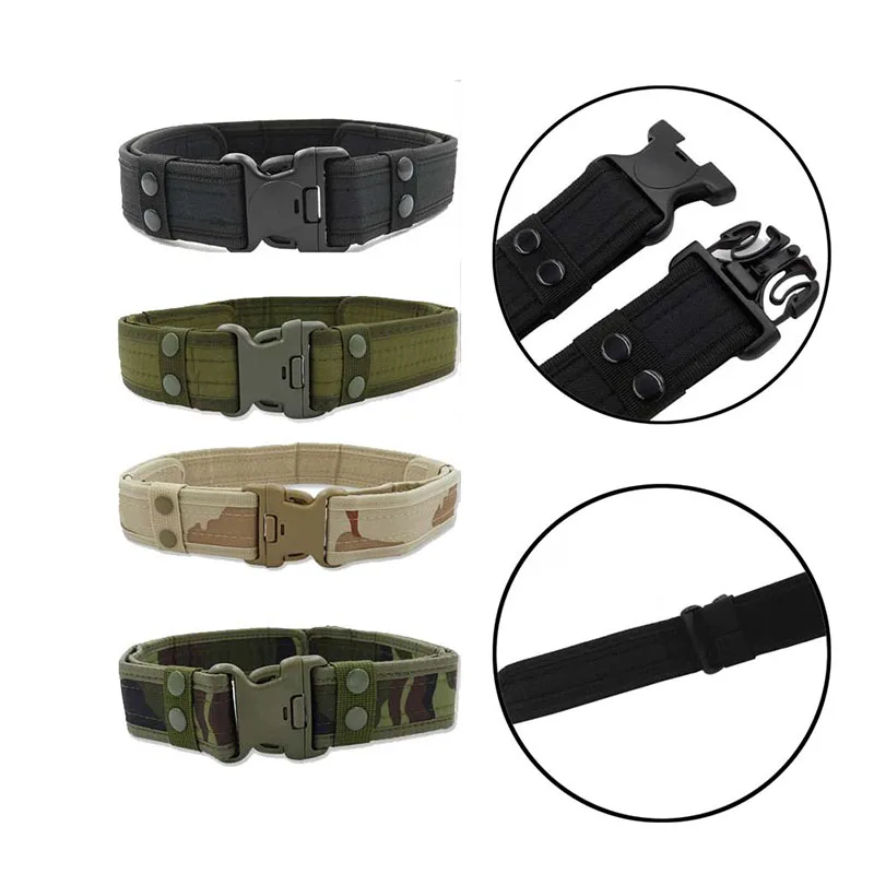 

New Tactical Military Canva Belt Men Outdoor Army Practical Camouflage Waistband with Plastic Buckle Military Training Equipment