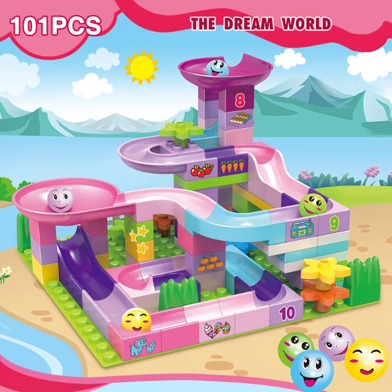 Конструктор Marble Race Run большие кубики совместимые с Friends пластиковая воронка горка